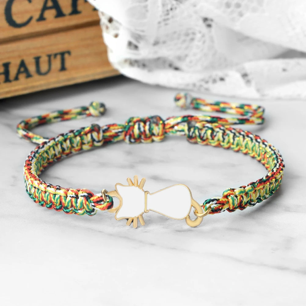 Handmade Lucky Cat Braided Adjustable Bracelets & Bangle Women Men Charm Sweet Animal Pendant Bracelets Cat Lovers Jewelry Gifts