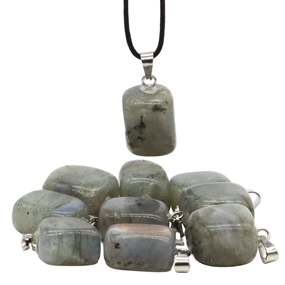 Natural Healing Irregular Tumble Stone Necklace Reiki Mineral Rose Quartz Tiger Eye Pendants for Women Men Jewelry Making Gifts