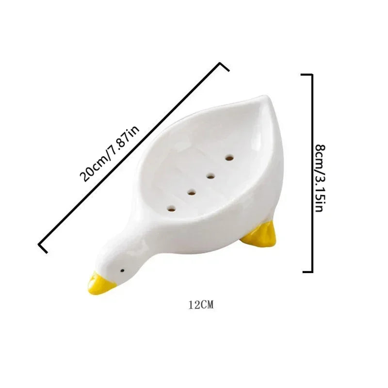 Hemasa  Duck Shape Soap Box Cartoon Soap Dish Drainable Storage Holder Soap Container Storage Dish Household Bathroom Accessories