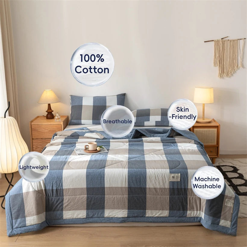 Tejesa Summer 100% Cotton Thin Quilt Comforter Soft Air Conditioning Quilt/Duvet/Blanket Lightweight Bed Cover Soft Bedding
