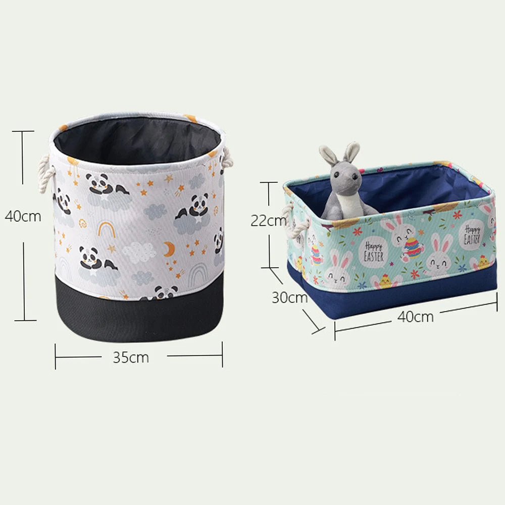 Tejesa Canvas Folding Storage Basket /Cartoon Print Storage Fabric Wardrobe Bedroom Closet Toys Laundry Basket