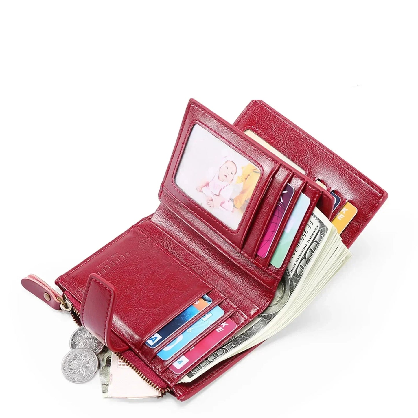 Hemasa Short Genuine Leather Wallets / Multi-functional Clutch Coin Card Holder