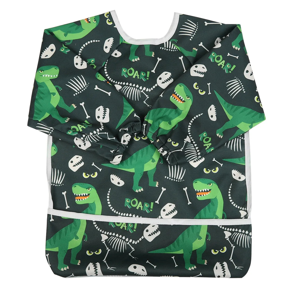 [Sigzagor] 1 Baby Bib Feeding Waterproof Long Sleeve Shirt Toddler Painting Drawing With Pocket 1-3 years old