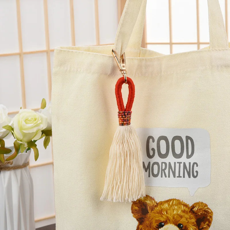 Hemasa   Hand Woven Key Chain Millet Bead Accessories Tassel Key Chain Bag Pendant Accessories Jewelry Dropshipping