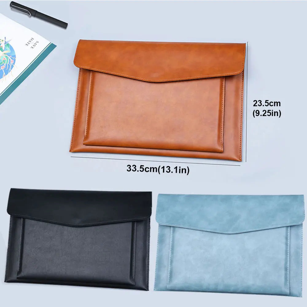 Hemasa A4 Leather File Folder Large Document Bag Business Briefcase Magnetic Button Waterproof Laptop Cases Office Organizer