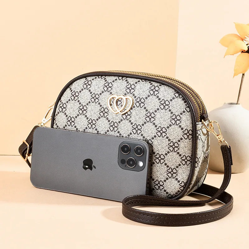 Hemasa 3 Zipper Women Crossbody Shoulder    Large Capacity Female Bag  Heart-shaped handBag