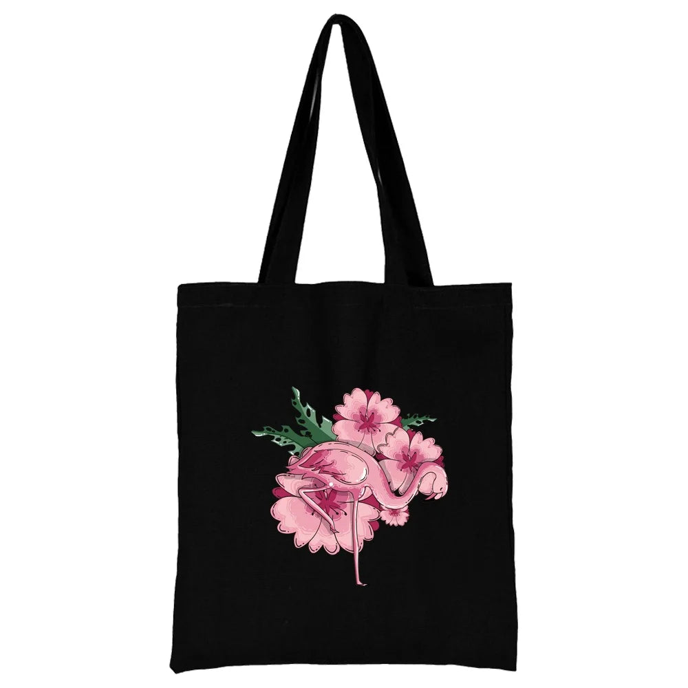 Tejesa Canvas Shopping Bag for Women /Shoulder Bags / Grocery Handbags /flamingo Print  Jute Bag