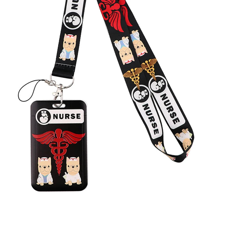 Dentist Doctor Nurse Cartoon Credential Neck Strap Lanyards Keychain ID Card Pass Hang Rope Lariat Key Chain Ring Badge Holder