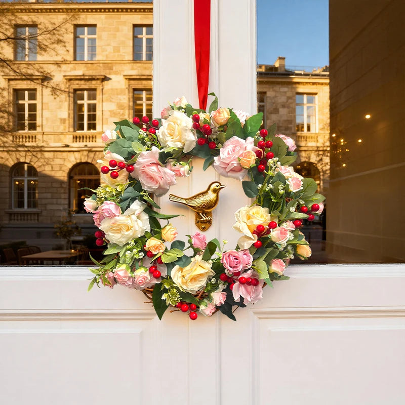 Tejesa Artificial Flower Pastoral Style Wreath Indoor and Outdoor Decoration /Wedding /Birthday /Family