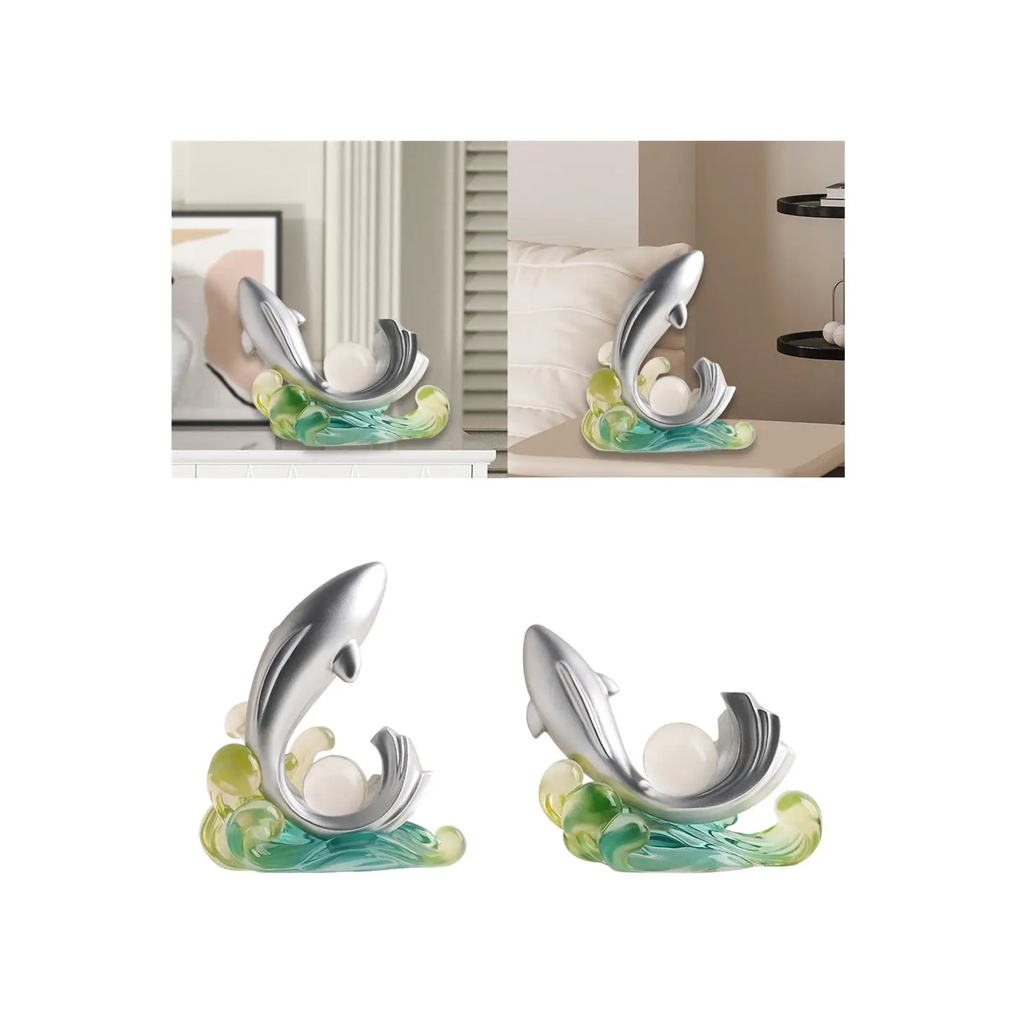 Dolphin Statue Collection Decorative Figurine Animal Sculpture Modern Statue for Desk Cabinet Centerpiece Bookshelf Decor