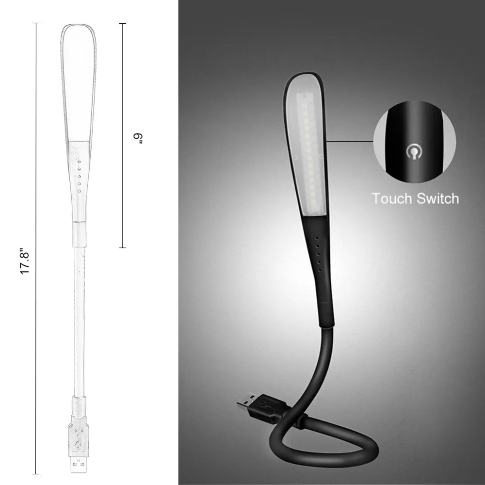 Hemasa Mini Portable Laptops USB LED Light Touch Sensor Dimmable Table Desk Lamp for Power Bank Camping PC Laptops Book Night Lighting