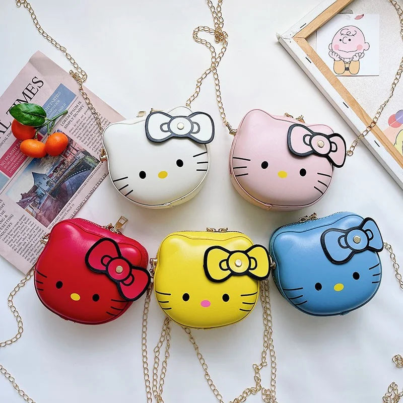Hello Kittty Kawaii Pouch Children's Messenger Bag Cartoon Fashion Leisure Shoulder Bags Sanrio Crossbody Bags for Girls Purse