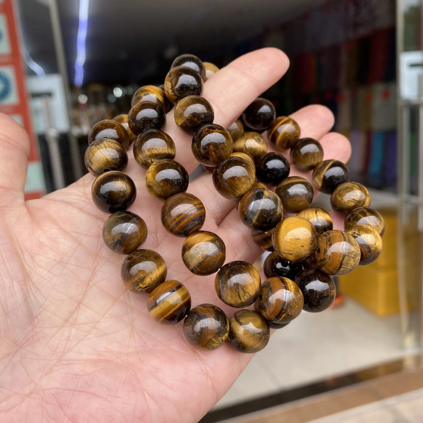 Hemasa Natural Stone  Tiger Eye Beads  Bracelet  in different Sizes