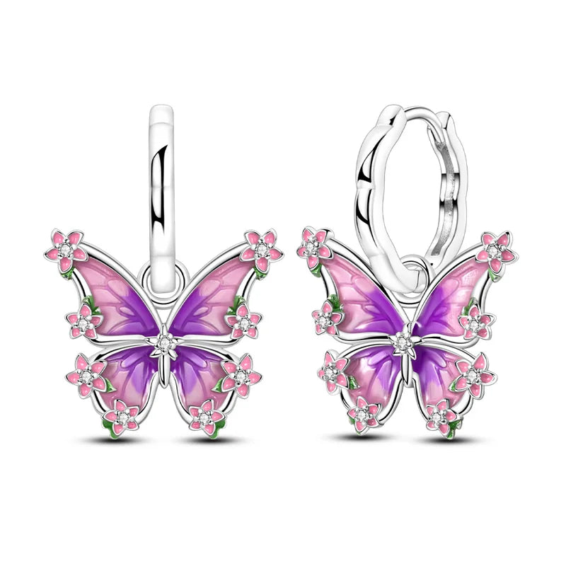 2025 Women's Earrings 925 Silver Butterfly Series Luxury Jewelry CZ Color Party Anniversary Gift
