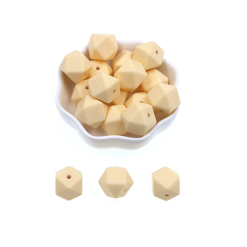 Kovict 14mm Hexagon Silicone Beads 100/200/500Pcs For Jewelry Making DIY Personalized Bracelet Pacifier Chain Accessories