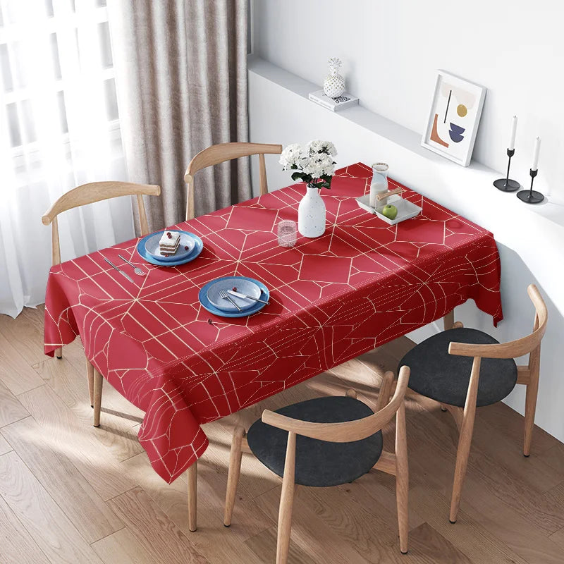 Tejesa Red Spider Web Printed Tablecloth with White Lines for Home/ Dining Decorations in Size 60x120cm Modern Kitchen Linen from Home G