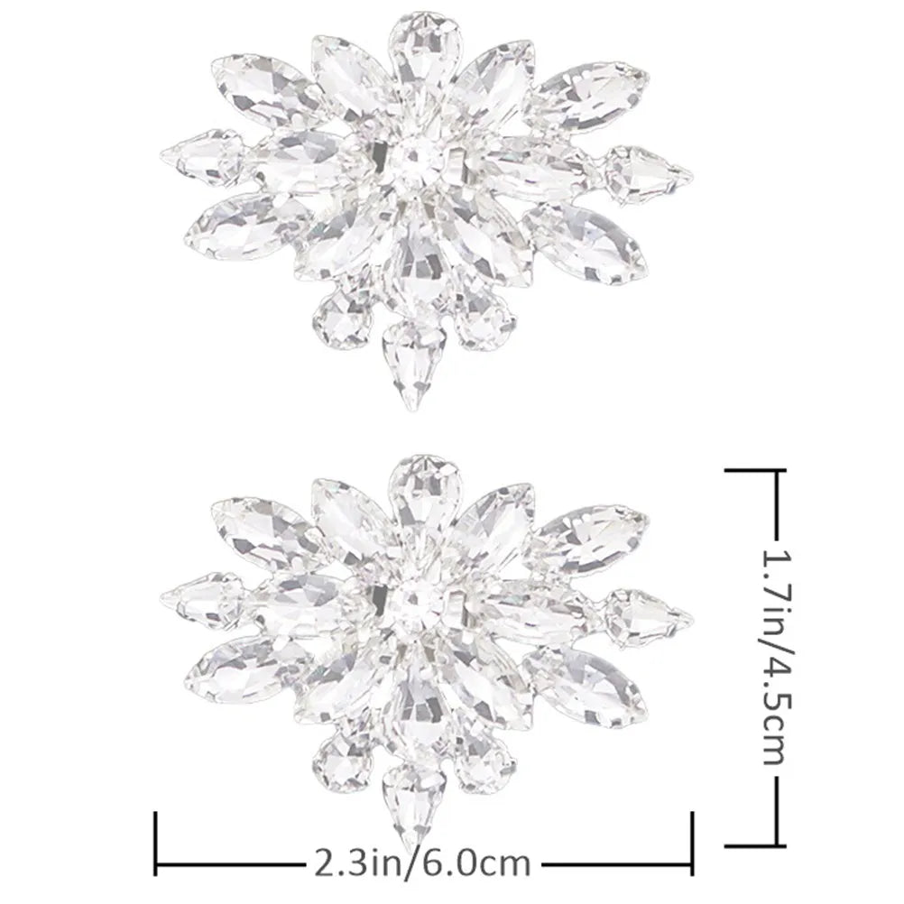 1Pair Luxury Crystal Rhinestone Shoe Buckles Adjustable Detachable Heel Decorations Wedding Prom Formal Shoes Embellishment