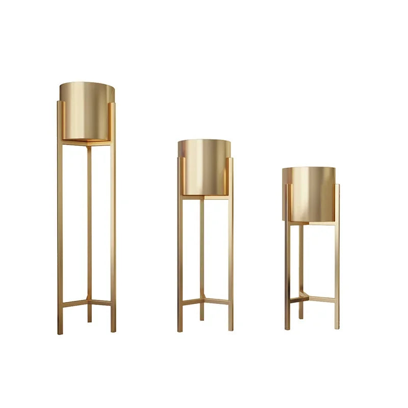 Nordic Gold Flower Rack Indoor Light Luxury Iron Flower Pot Rack Home Living Room Floor Standing Gold Decorative Storage Rack