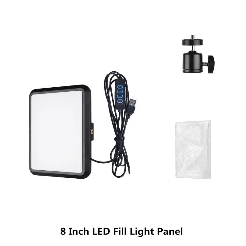 Tejesa 8/12 Inch LED Photography Video Panel Light Photo Studio Lighting Kit For Shoot Live Streaming Youbube With Tripod Stand