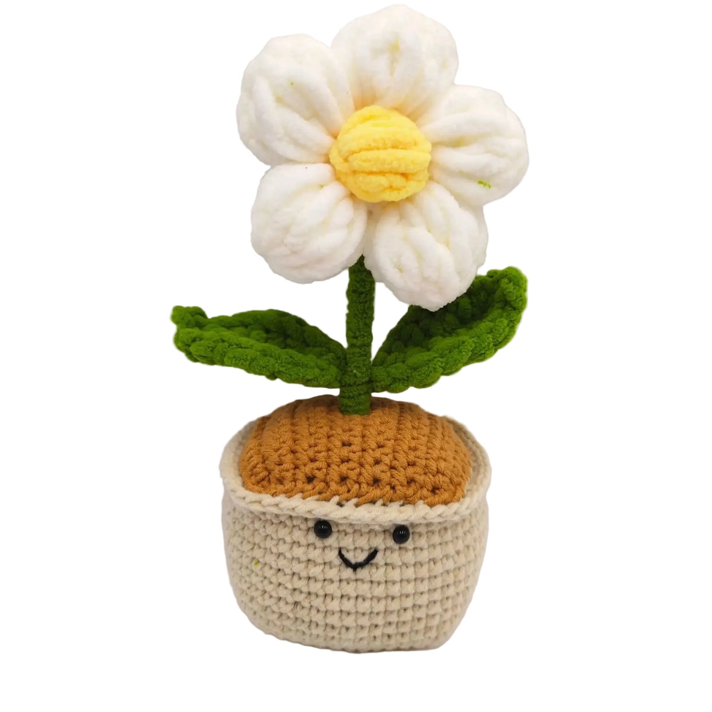 Hemasa  Crochet Puff Flower Potted Desk Decor /Handwoven Flower /Knitting Flowers /Bookshelf Decor /Halloween Gift