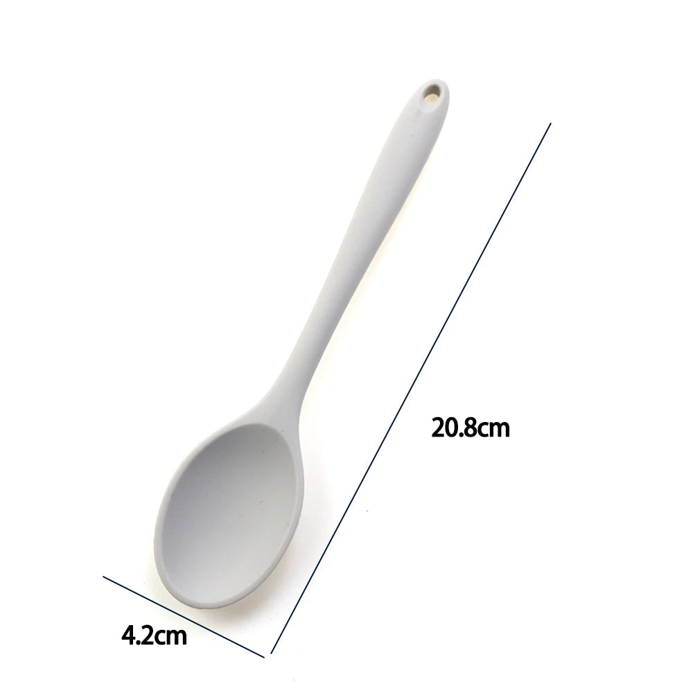 Hemasa  1Pc Soft Silicone Spoon Stirring  Long Handle Tableware Cooking Utensils Ladle Kitchen Accessories
