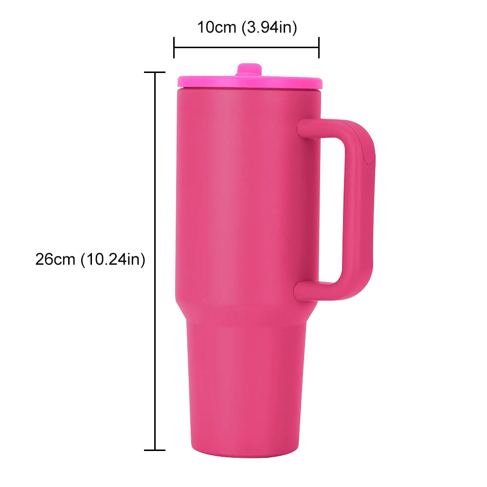 Hemasa Tumbler 40oz Stainless Steel Car Mug with Handle Straws For Thermal Iced Travel Vacuum Insulated Coffee Thermos Cup