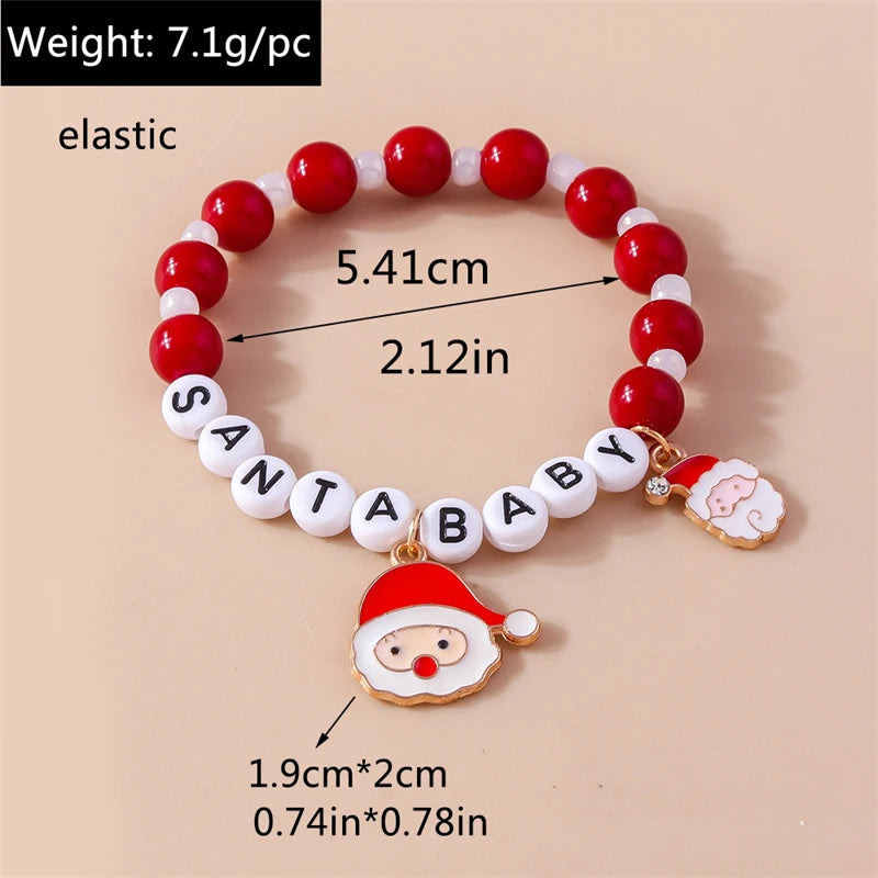 Fashion Handmade Beads Bracelet for Women Christmas Santa Claus Charms Bracelet Girls Party Festival Jewelry Gifts