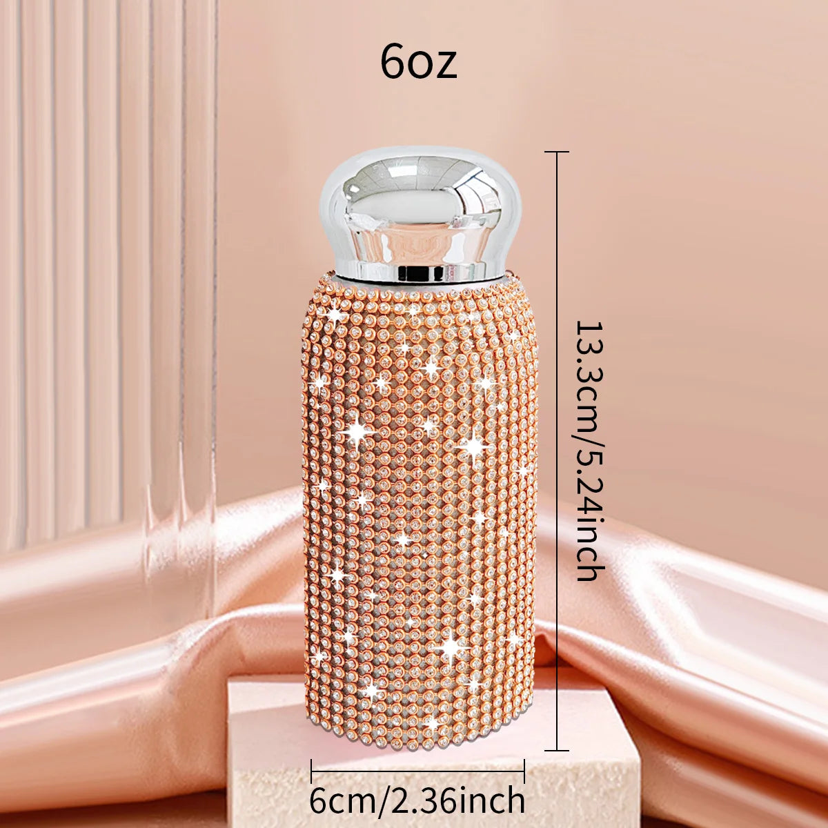 6oz Shine Insulation Cup Sparkling Stainless Steel Liner Coffee Vacuum Cup Flask Gift Portable Pocket Cup