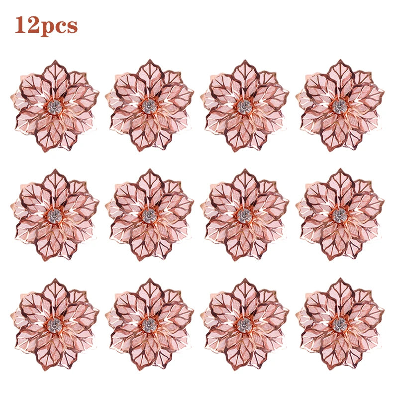 Hemasa 6 Pieces  Leaf Napkin Rings /Buckle Napkin Holder for Christmas