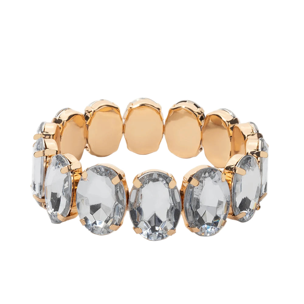 Tejesa Zirconia Bangle For Women Gold Color Crystal Stretchable Bracelets