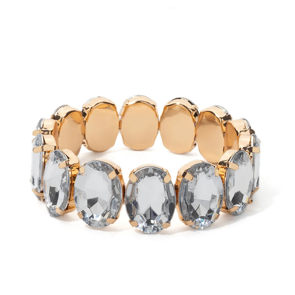 Tejesa  Zirconia Bangle For Women Gold Color Copper Crystal Bracelets Elastic Hand Accessory