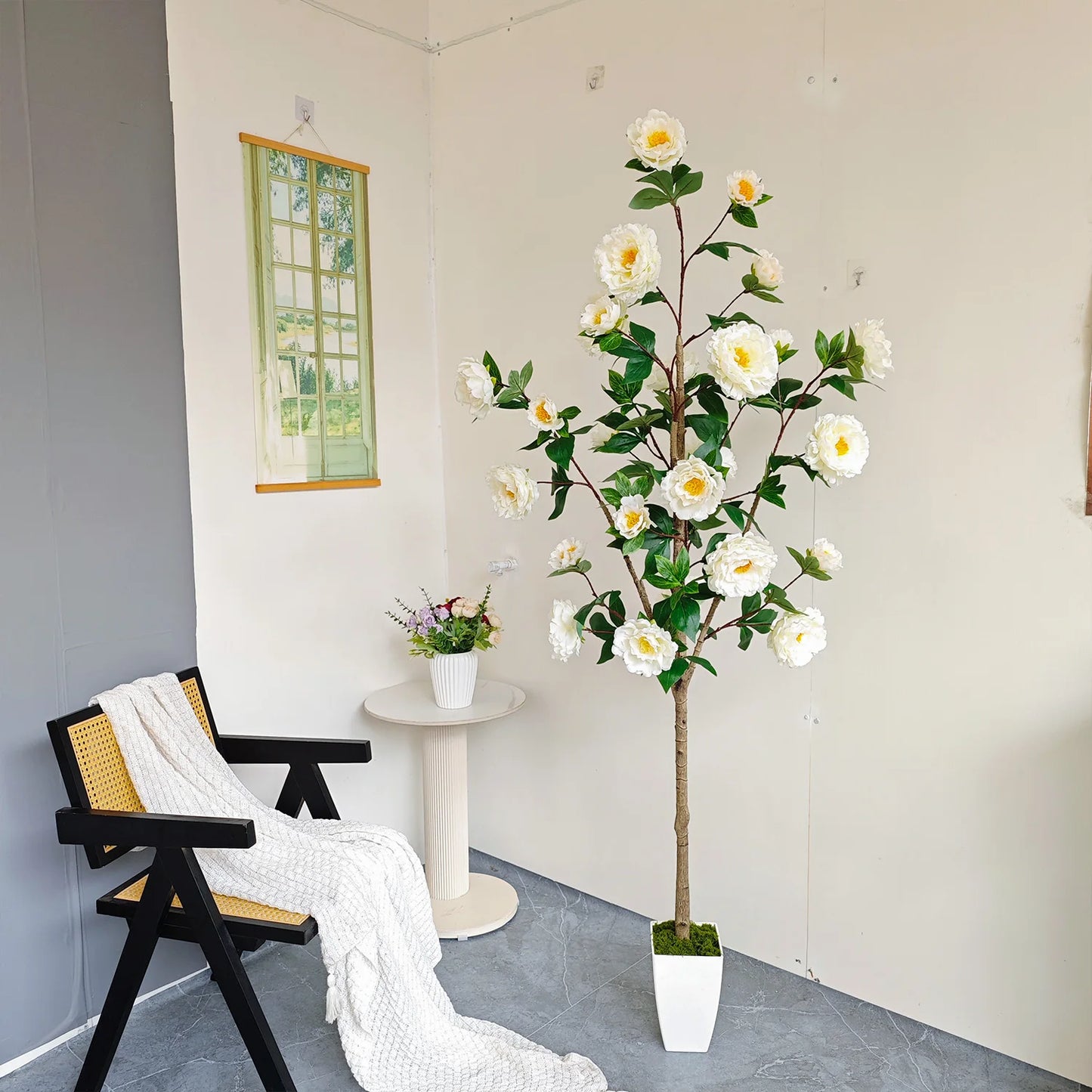 Tejesa 130-180CM Artificial Peony Flower tree plant Indoor outdoor Ornament fake plant for home garden wedding party living room decor