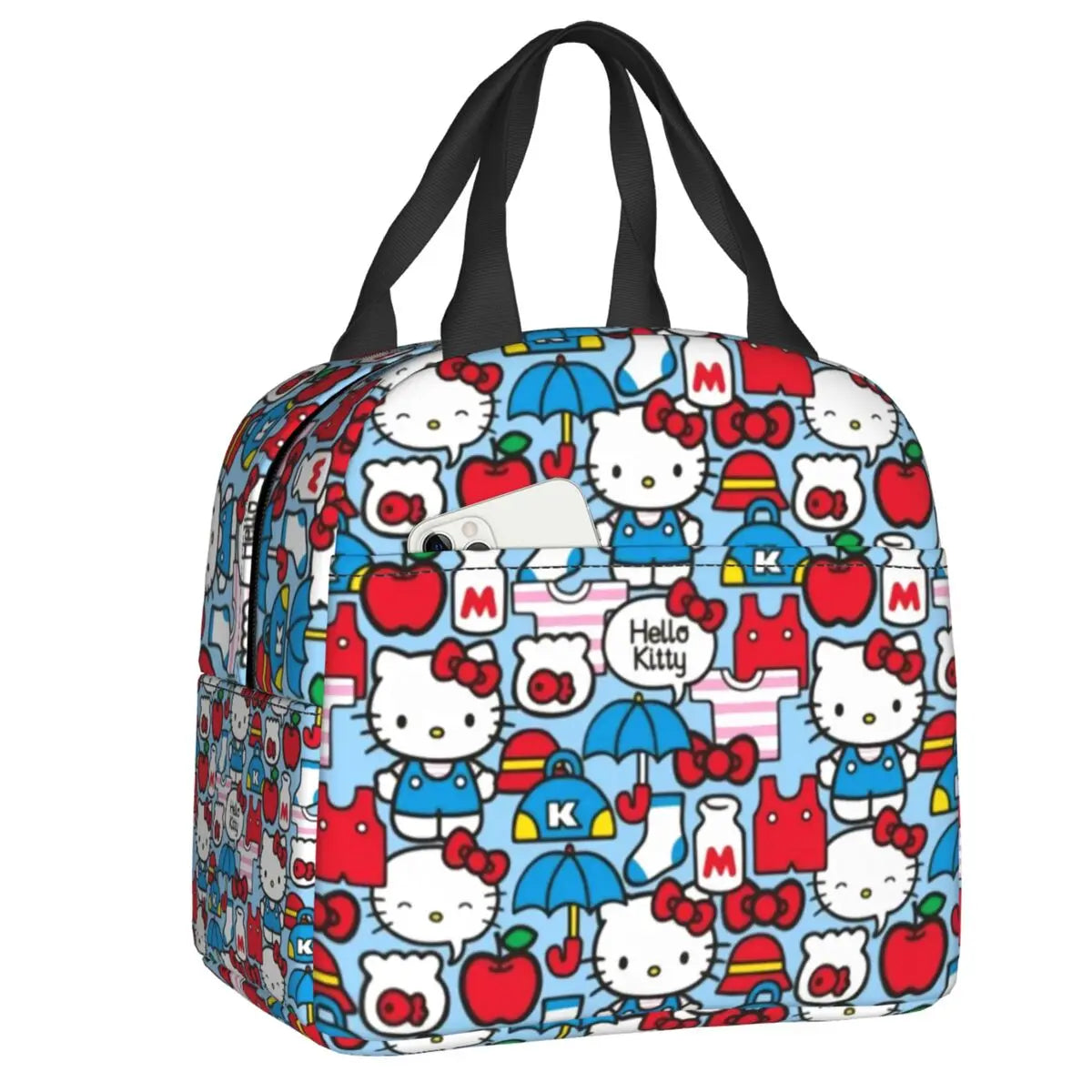 Custom Sanrio Hello Kitty Insulated Lunch Bag for Work School Leakproof Thermal Cooler Lunch Box Women  Food Container Tote Bags
