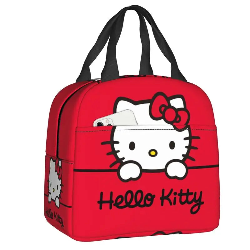 Hemasa  Hello Kitty Cat Lunch Bag Leakproof Cooler Thermal Insulated Bento Box For Women Kids Picnic Travel Food Tote Bags