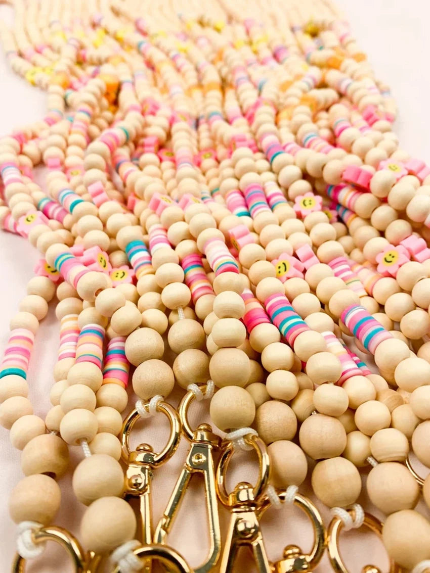 Hemasa New Fashion Wood Beads Necklace Keychains lanyard for Women /Girls