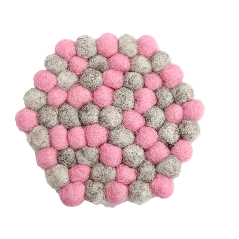 Hemasa Colorful Wool Felt Balls Coaster Hexagon /Heart /Star Shape Coasters