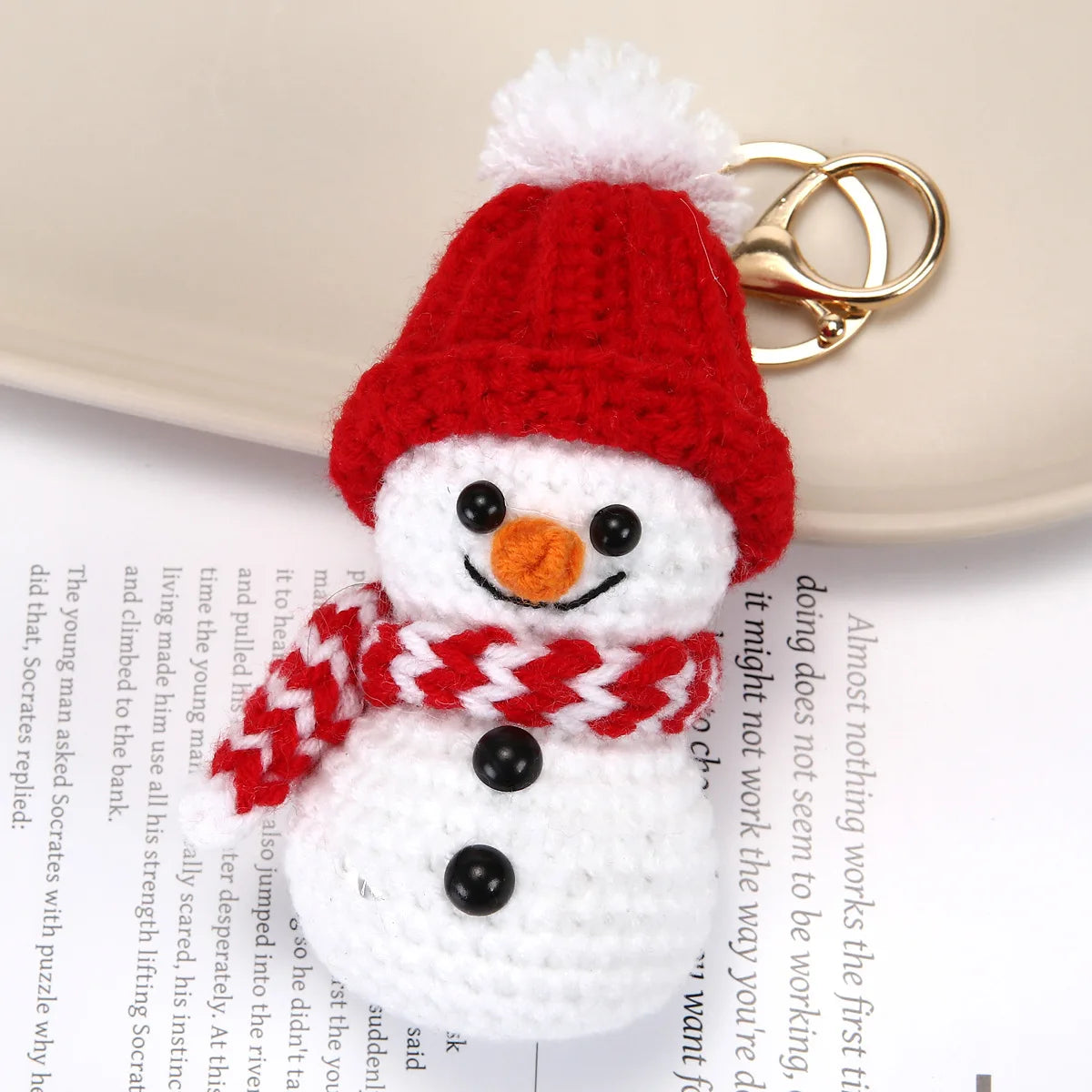 Hemasa Crochet Christmas Snowman Key ring /Knitting Christmas Key Chain for Girls