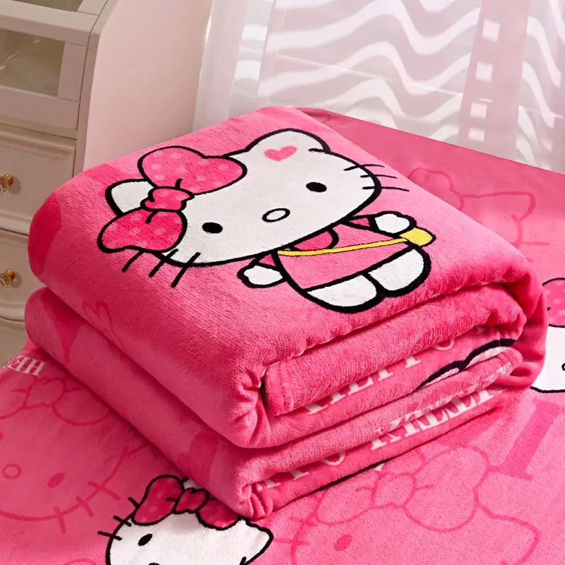Hemasa  Hello Kitty Blanket Cartoon Printed Soft Comfortable Warm Multiple Plush Blanket
