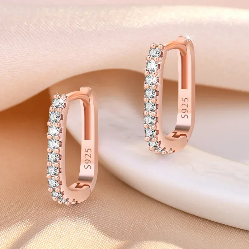 Hemasa  925 Sterling Silver Crystal Fashion Circle Hoop Earrings for Woman/ Wedding Party Gift