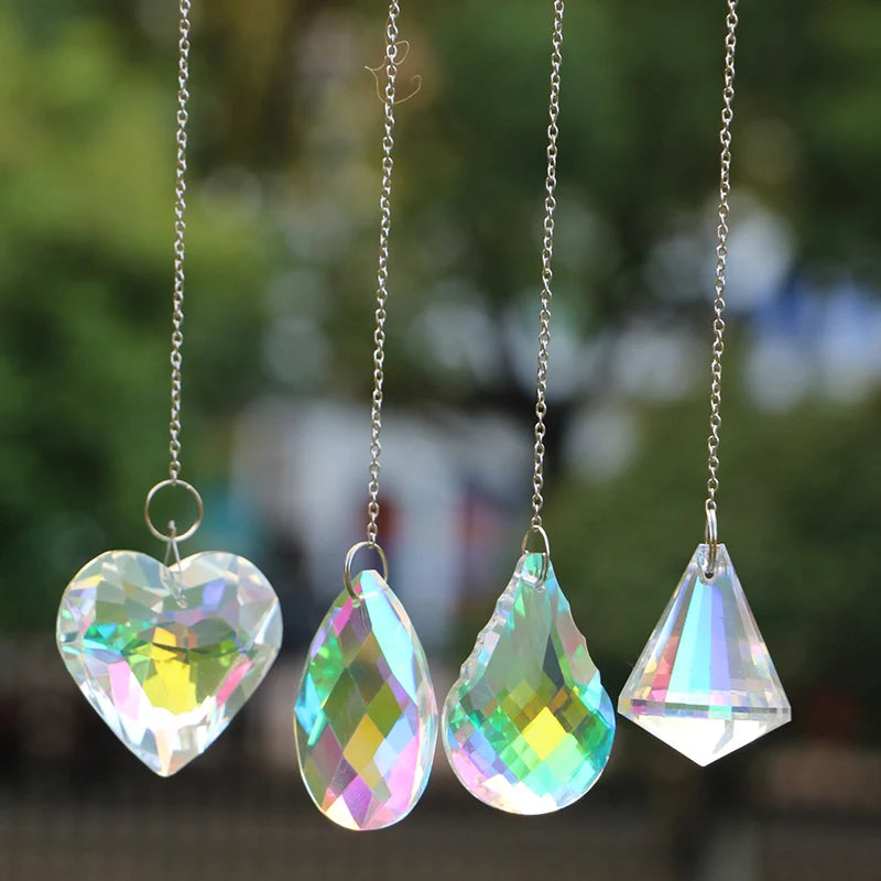 Hanging Heart Suncatcher Prism Pendant for Home Office Garden Decoration Rainbow Maker Window Pendant