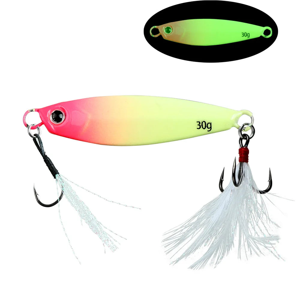 Tejesa Luminous Jigging Lure for Long CastingJIG 7g- 30gFeather Hook Sea Fishing Floating Shore Mackerel