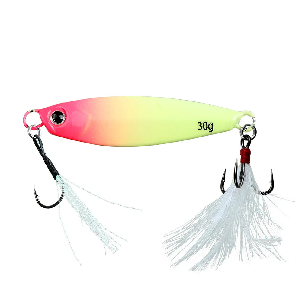 Tejesa Luminous Jigging Lure for Long CastingJIG 7g- 30gFeather Hook Sea Fishing Floating Shore Mackerel