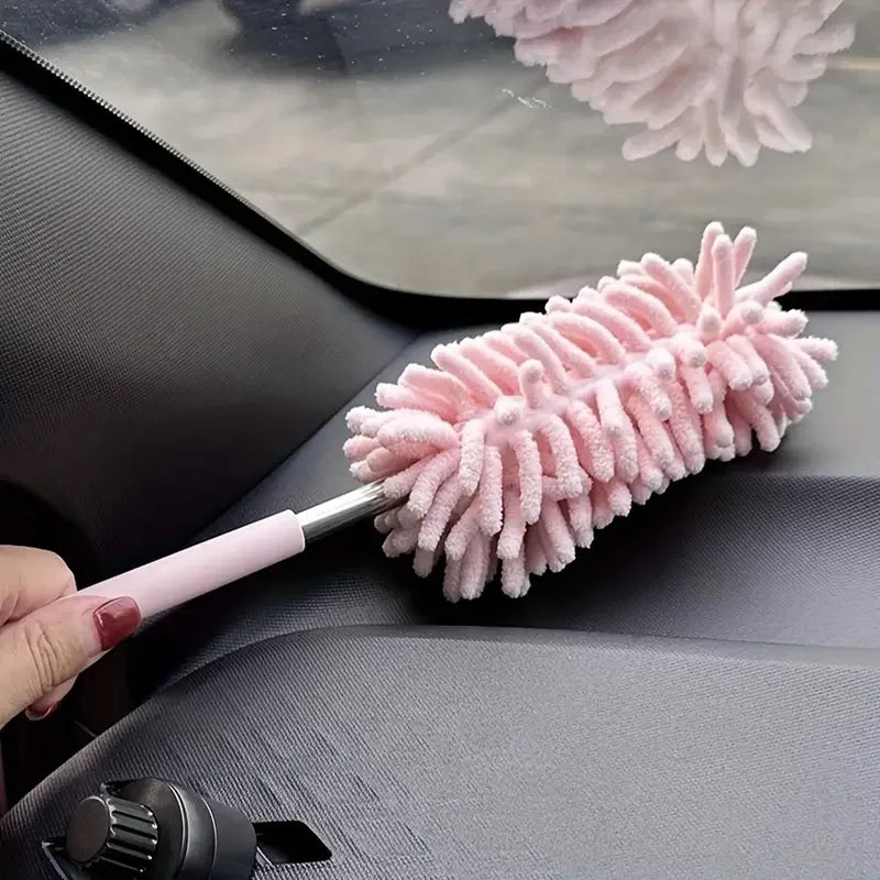 Hemasa Mini Car Duster Brush Extendable Bendable Microfiber Dusting Tool for Home and Auto Interior Cleaning Polyester Fiber Material