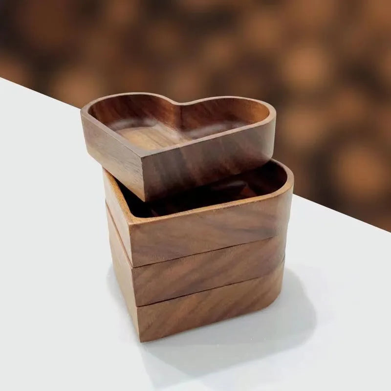 Tejesa Tableware Solid Wood Food Tray Love Heart Shape Dessert Plate Japanese-style Wooden Snack Fruit Tea Saucer Pallet Bread Board