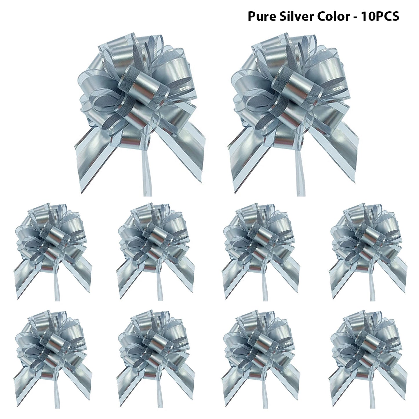 10PCS Pull Bow Large 6 Inch Organza Gift Wrapping Pull String Bows with Ribbon for Easter Presents Wedding Gift Basket Wrapping