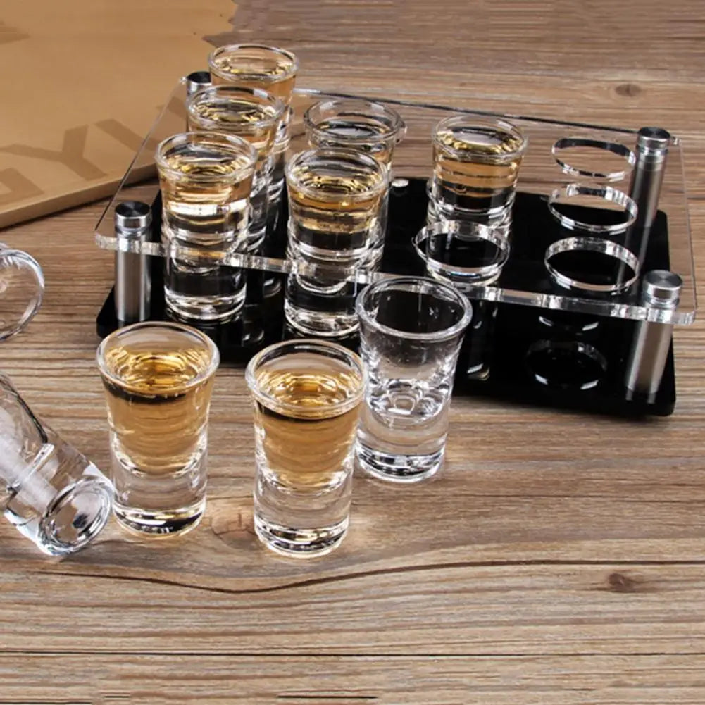 6/12 Holes Wine Cup Rack Transparent Square Shot Glass Holder Acrylic Shelf Tray For Tequila Liqueurs Whiskey Stand Bar Supplies