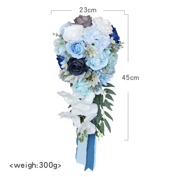 Tejesa Rustic Cascading Wedding Bouquets for Bride /Artificial Flower Waterfall Bridal Bouquet for Wedding
