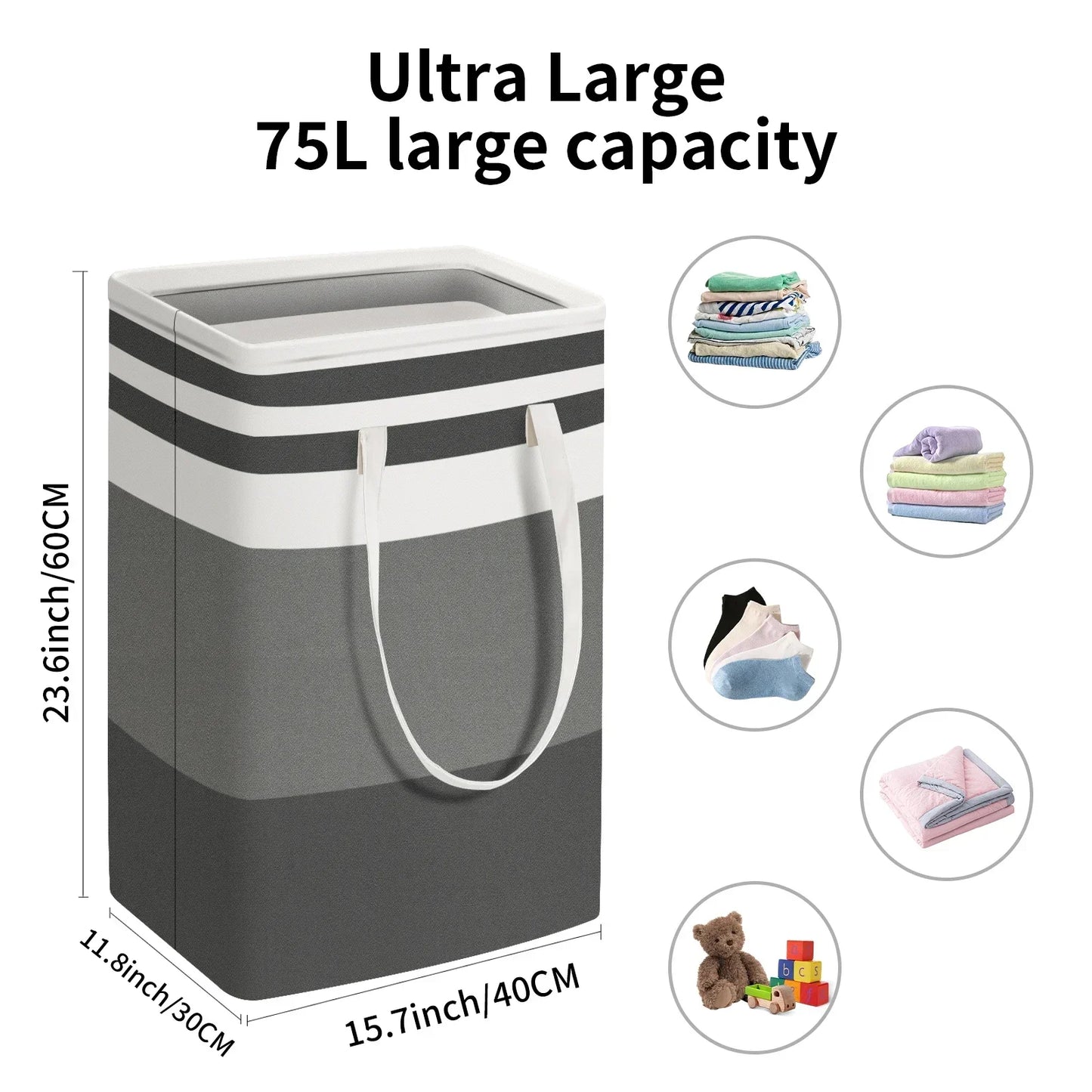 Tejesa  Waterproof  Large Laundry Baskets Freestanding Hamper Collapsible Tall Clothes Hamper with Extended Handles for Clothes