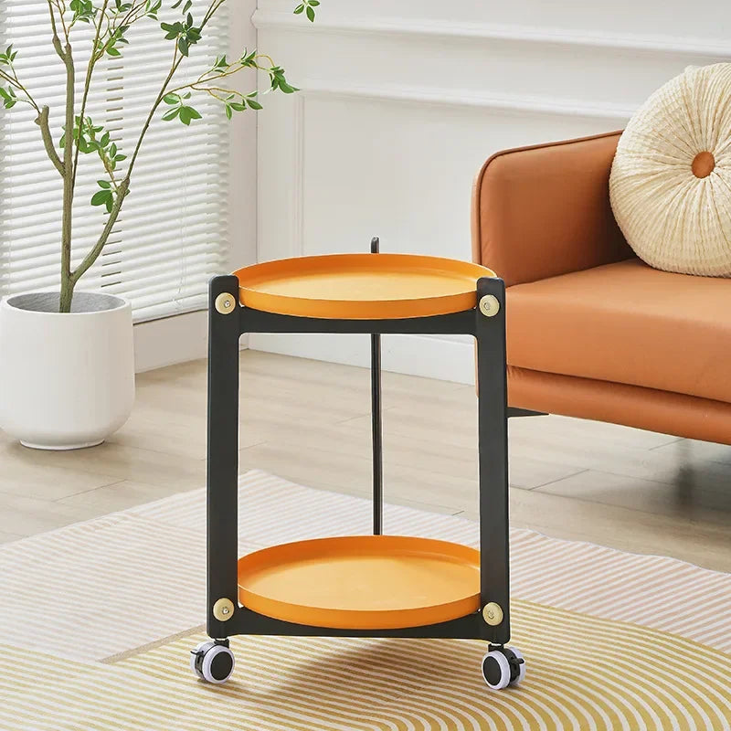 Living Room Mobile Round Coffee Table Nordic Creative Home Cart Movable Storage Rack Storage Bedroom Bedside Trolley