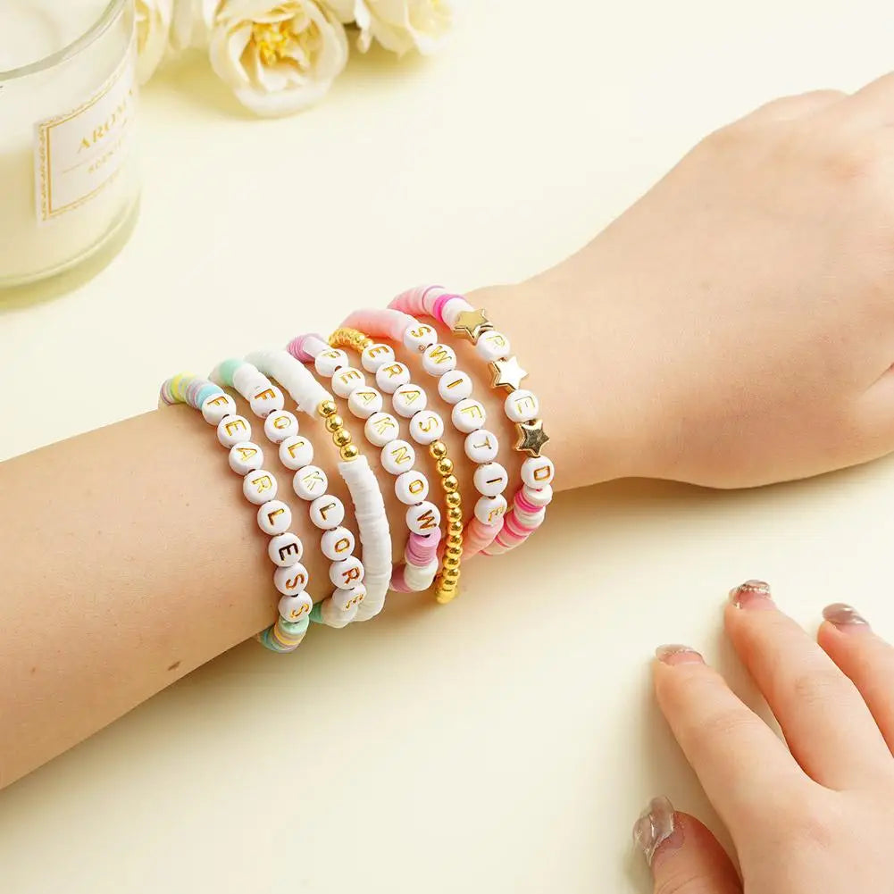 Hemasa 7Pcs  Multi-layer Polymer Clay Beads Bracelet